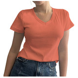 Kit 5 T-shirt Feminina Algodão Camisa Lisa Promoção Cores
