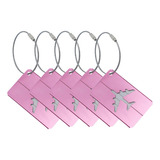 Kit 5 Tags Etiqueta Marcador Mala Viagem C/ Cabo De Aço Cor Rosa