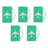 Kit 5 Tags Verde Identificador De Bagagem Viagem C/ Cabo