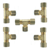 Kit 5 Te Tee Latao Compressão 1/2 Anilha Tubo Cobre