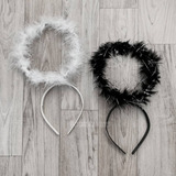 Kit 5 Tiara Arco Aureola Anjo Veludo Branco Ou Preto 