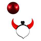 Kit 5 Tiaras Chifre Diabinha C/ Led Para Festa Fantasia