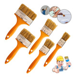 Kit 5 Trincha Pincel P/ Pintura Profissional Parede Multiuso
