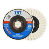 Kit 5 Un Disco Flap Feltro Branco 4.1/2 115mm Polimento Inox