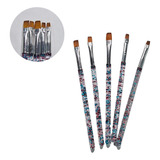 Kit 5 Unidades Pincel Unhas Gel Uv Porcelana Acrigel 