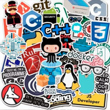 Kit 50 Adesivos Programador Hacker Geek