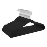 Kit 50 Cabides De Veludo Infantil Ultrafino Leves Preto