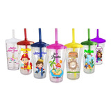 Kit 50 Copos Twister Shake C/ Tampa E Canudo Personalizado