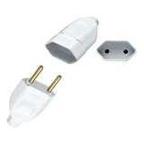 Kit 50 Plugue Pino Macho 10a 2p + 50 Tomada Fêmea 10a Branco