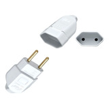 Kit 50 Plugue Pino Macho 10a 2p + 50 Tomada Fêmea 10a Branco
