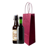 Kit 50 Sacolas Kraft Cerveja Artesanal Mini Vinho Espumante