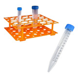 Kit 50 Tubos Falcon 15ml + Estante Rack P/ Tubos C/ Garantia