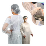 Kit 50 Uni. Avental Descartável Tnt 30gr Anvisa Manga Longa 