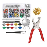 Kit 500 Ilhós Coloridos Aplicador Manual Vazador E Alicate Cor Prateado