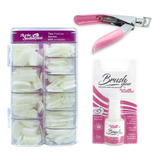 Kit 500 Unhas Postiças Tips + Cola C/ Pincel 5g + Alicate