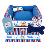 Kit 5pçs Caminha Cachorro 60x60cm Ursinhos + Mantinha Soft