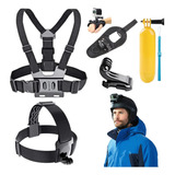 Kit 6 Acessórios Gopro Suporte Peito Cabeça Bastão Flutuante