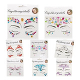 Kit 6 Adesivo Glitter Pedra Rosto Maquiagem Carnaval Festa