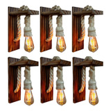 Kit 6 Arandela Parede Madeira Retro Vintage Decoraçao