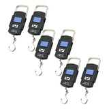 Kit 6 Balança Digital Multiuso Pesca Ate 50kg C/ Gancho Visor Led