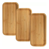 Kit 6 Bandejas Bambu Retangular 32x14cm