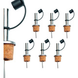 Kit 6 Bico Dosador Inox Rolha De Cortiça Porta Azeite Vidro