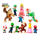 Kit 6 Bonecos Mario Bros Action Figure Miniatura Luigi Yoshi