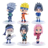 Kit 6 Bonecos Naruto Itachi Sasuke Kakashi Action Figure