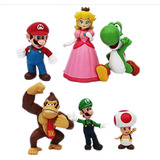 Kit 6 Bonecos Super Mario Bros Action Figure Luigi Yoshi