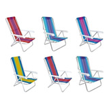 Kit 6 Cadeira Reclinável 8 Posições Alumínio Piscina Praia