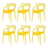 Kit 6 Cadeiras Allegra Amarela Sala Cozinha Jantar