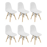 Kit 6 Cadeiras Charles Eames Botonê Eiffel Wood Estofada