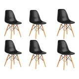 Kit 6 Cadeiras Charles Eames Eiffel Wood Design Cor Da Estrutura Da Cadeira Preto