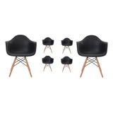 Kit 6 Cadeiras Charles Eames Wood