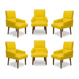 Kit 6 Cadeiras De Jantar Itália Suede Amarelo - Meular Decor