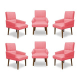 Kit 6 Cadeiras De Jantar Itália Suede Rosa - Meular Decor