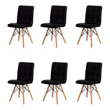 Kit 6 Cadeiras Mesa Sala Jantar Charles Eiffel Eames Gomos Cor Da Estrutura Da Cadeira Preto Cor Do Assento Preto Desenho Do Tecido Liso