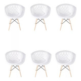 Kit 6 Cadeiras Web Cloe Clarice Sidera Base Wood