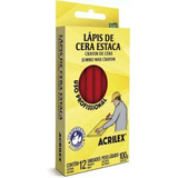 Kit 6 Caixas Lápis Cera Estaca Acrilex Cx 12 Unid Giz Estaca