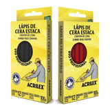 Kit 6 Caixas Lápis Cera Estaca Acrilex Cx 12 Unid Giz Estaca