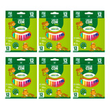 Kit 6 Caixas Lápis De Cor Mini 12 Cores Leo&leo Sextavado