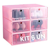 Kit 6 Caixas Organizadora Guardar Sapato Tênis Sapateira