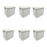 Kit 6 Caixas Organizadoras Rattan Com Tampa 20 Litros Branca