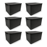 Kit 6 Caixas/cesto Organizador Rattan Preto - 7l, 15l, 20l