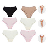 Kit 6 Calcinhas Cotton Cintura Alta Confortavél 22151