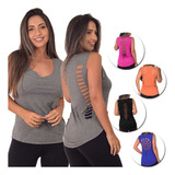 Kit 6 Camiseta Feminina Nadador Regata Academia Blusa Laser