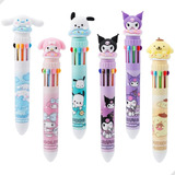 Kit 6 Canetas Multicoloridas Hello Kitty E My Melody Sanrio Cor Da Tinta Multicores Cor Do Exterior Variados