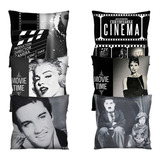 Kit 6 Capas De Almofada Cinema Marilyn Elvis Audrey 42cm R1