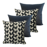 Kit 6 Capas De Almofadas Sued E Jacquard Quadriculado 60x60