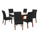 Kit 6 Capas P/ Cadeira De Jantar Estofada Tecido Malha Luxo 